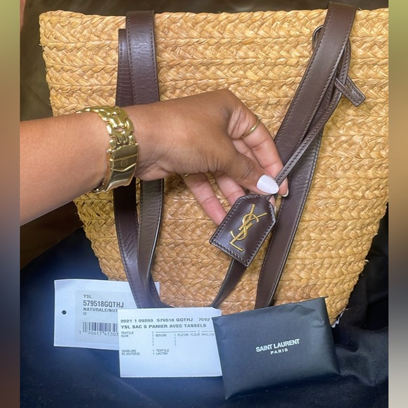 Authentic Saint Laurent Panier Raffia Tote - Picture 4 of 6